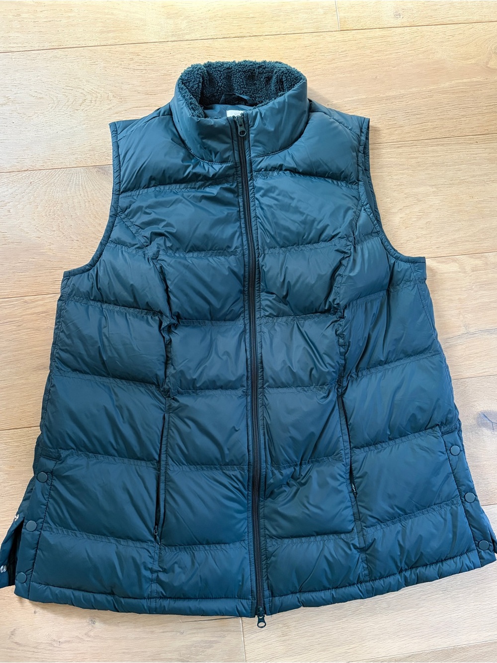 J. Jill down filled teal puffer vest side snaps fall cozy - size XL